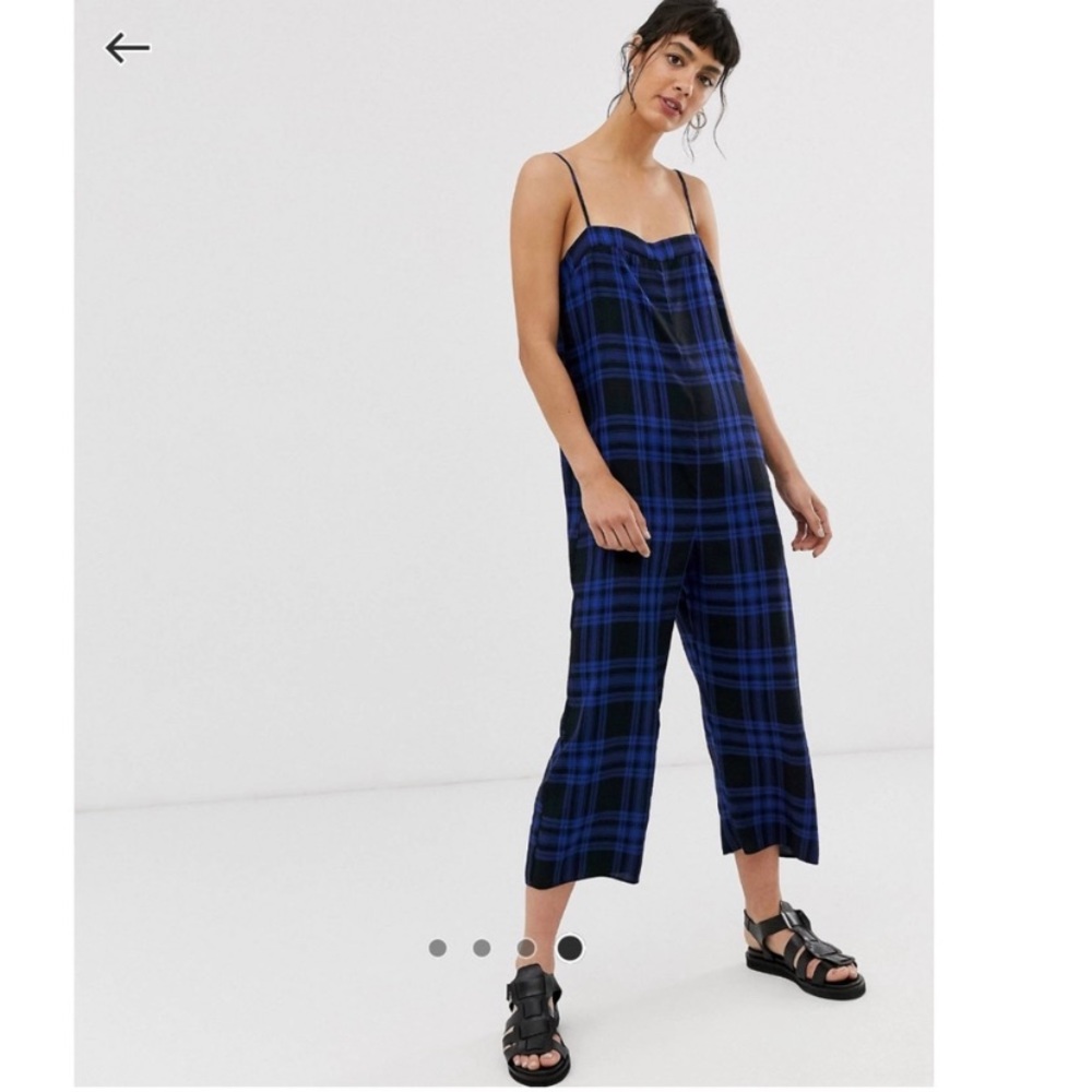 Blue Plaid Jumpsuit
